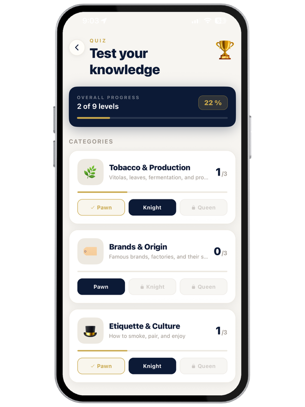 Cigario app — cigar details and tasting notes